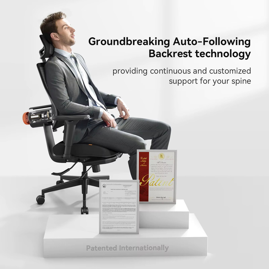 Ergonomischer Bürostuhl NEWTRAL MagicH-BP in Schwarz mit Fußstütze, adaptiver Lendenwirbelstütze und verstellbarer Kopfstütze - Bild 3