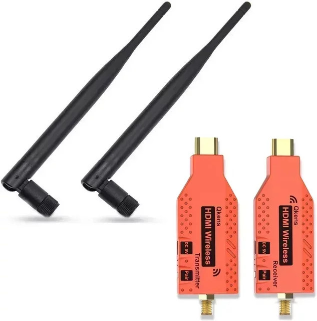 Qkens Drahtloser HDMI Extender Sender und Empfänger Set für Videoübertragung bis zu 150m mit 50m Anzeigeadapter für Kamera, STB, DVD und PC an TV-Monitor - Bild 1