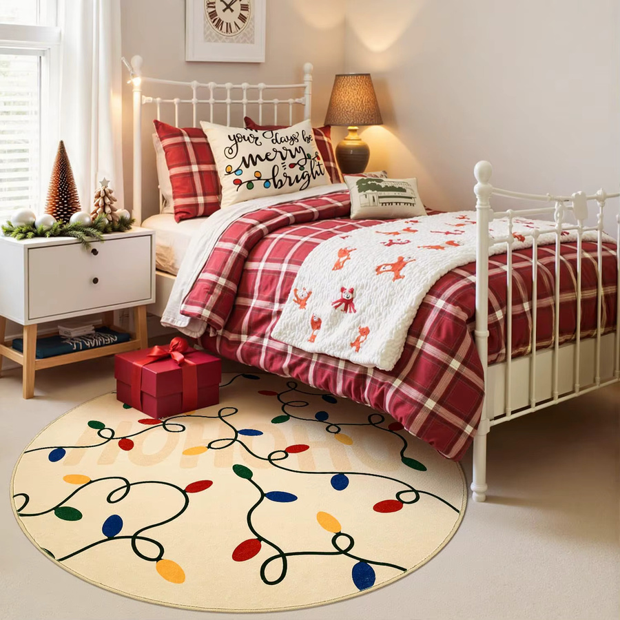 VIKAMA Runder Kristall-Samt-Teppich in Multicolour, minimalistische Bodenmatte für Wohnzimmer und Schlafzimmer, rutschfest und schmutzabweisend, Durchmesser: 80 cm - Bild 2