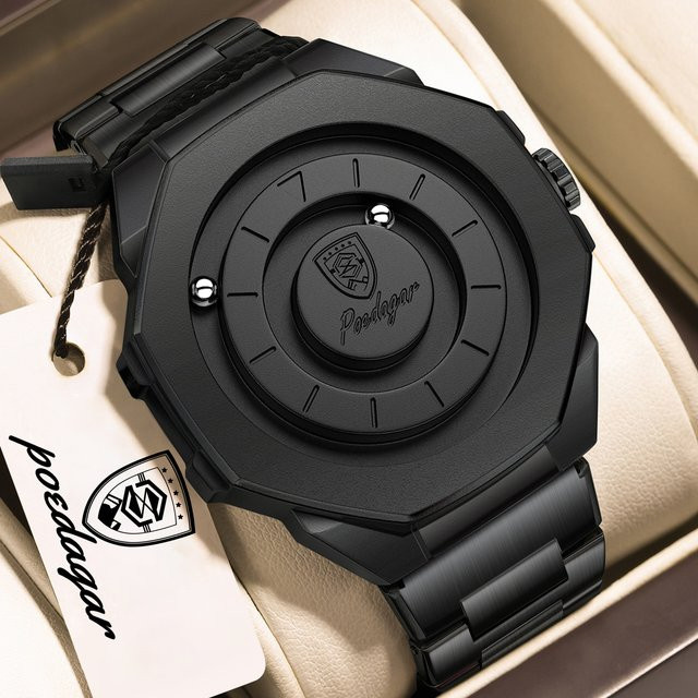 POEDAGAR Armbanduhr, Quarz, Edelstahl, Schwarz, Herren - Bild 1