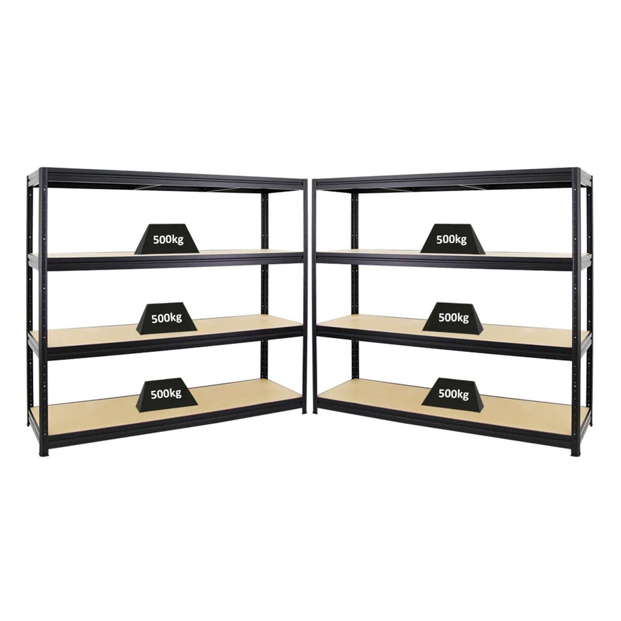 PROREGAL 2er-Set Profi-Schwerlastregal DINO Schwarz, H x B x T: 180 x 180 x 60 cm, Fachlast 500kg - Bild 2