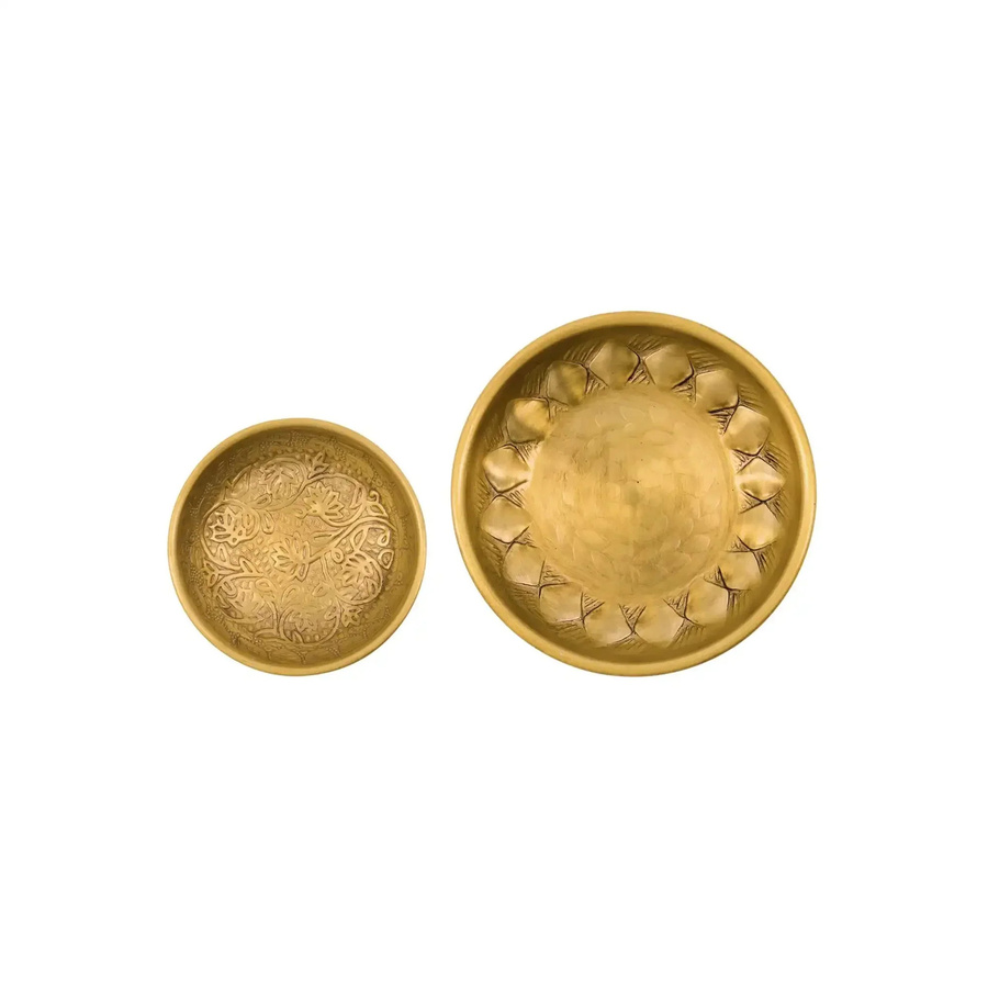 House Doctor Schale Una aus Aluminium in Gold, 2er-Set, rund mit Relief-Struktur - Bild 1