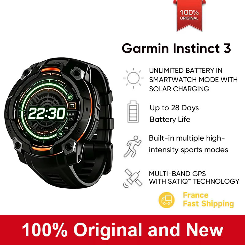 Garmin Instinct 3 Solar Smartwatch mit GPS in Schwarz, 45mm Display, integrierte Sport-Apps und Gesundheitsüberwachung - Bild 2