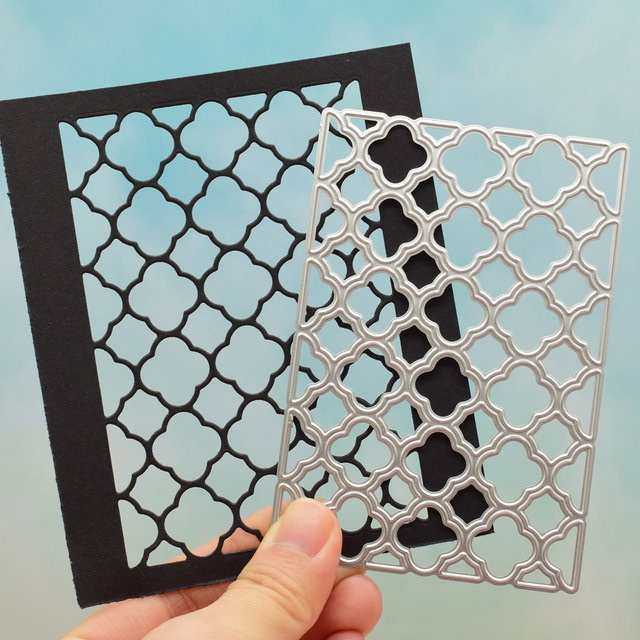 Metall Stanzform Gitter Rechteck Rahmen in Silber für DIY Scrapbooking und Bastelarbeiten - Bild 1
