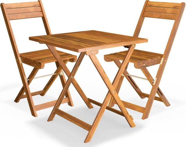 3-teilige Garten-Sitzgruppe CASARIA aus geöltem Akazienholz in Braun, klappbar, B/T/H: 139 x 60 x 71 cm - Bild 1