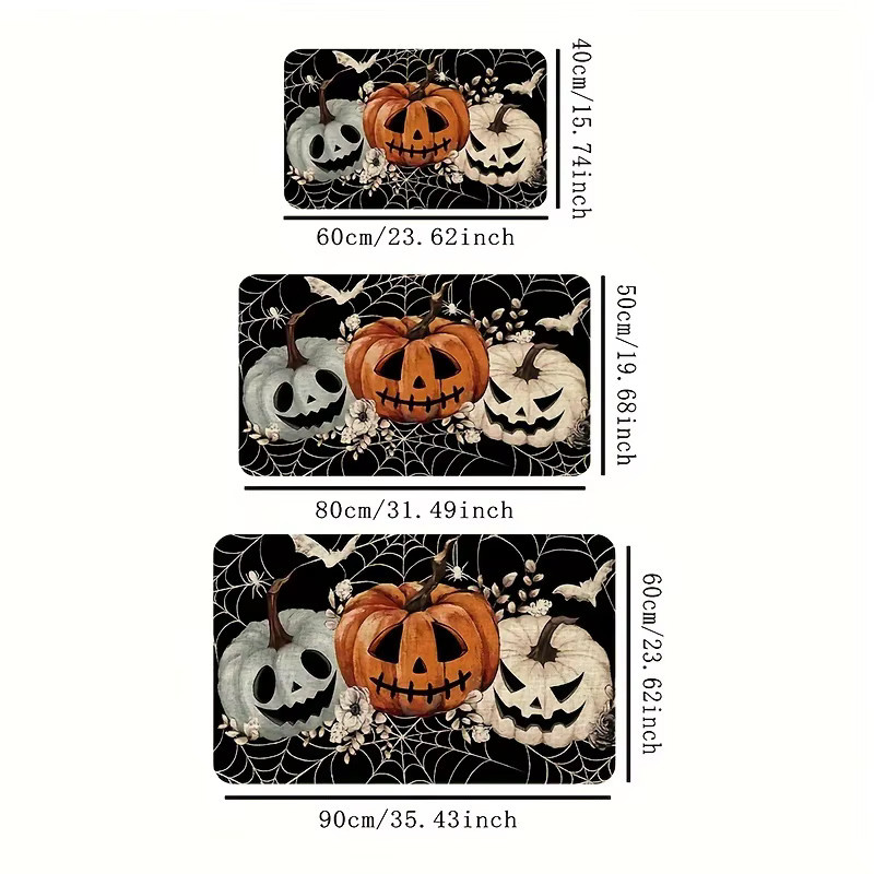VIKAMA Halloween Kürbisgesichtsteppich, rutschfeste und wasserabsorbierende Bodenmatte in Multicolour, B/T: 60 x 40 cm - Bild 3