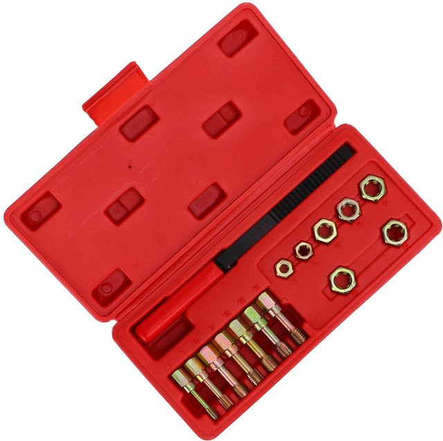 TOMTOP 15-teiliges metrisches Gewindeschneider-Set aus Kohlenstoffstahl in Rot - Bild 1