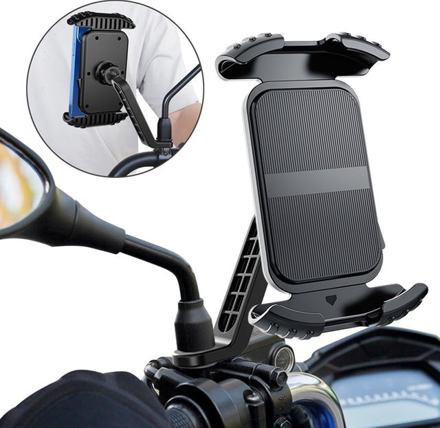 Universeller 360-Grad-verstellbarer Handyhalter für Motorrad-Rückspiegel als GPS-Halterung in Schwarz von Untoom - Bild 1