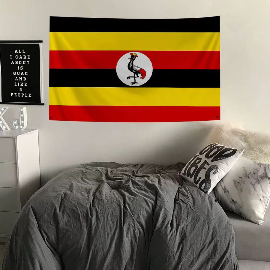 Uganda-Flagge als Banner aus Polyester mit Ösen für Outdoor-Dekoration und Raumästhetik, Multicolor - Bild 3