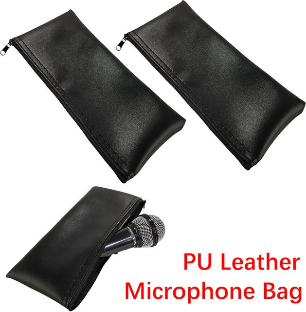 Tragbare kabellose Mikrofon-Aufbewahrungstasche aus PU-Leder für Shure SM57, SM58 und SM11 in Schwarz - Bild 1