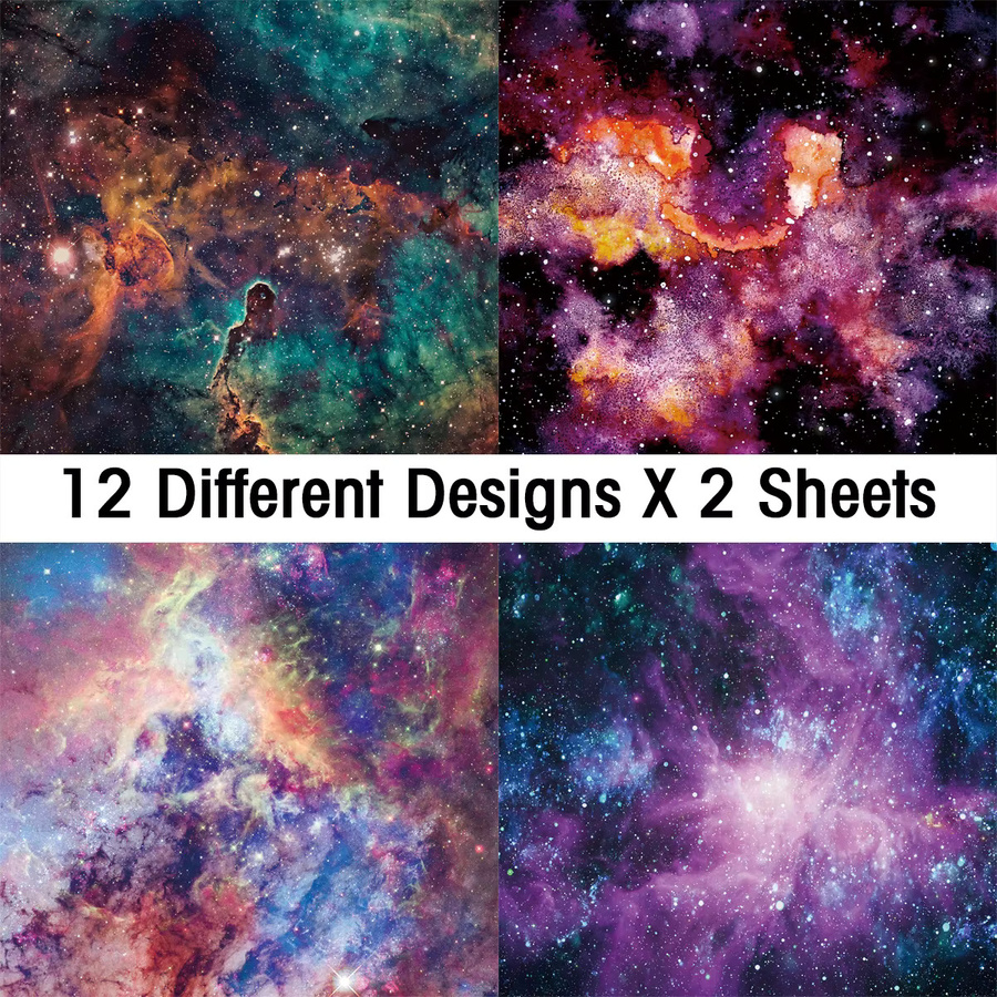 24 Stück Scrapbook-Papier mit Weltraum-Galaxie-Motiv in Multicolor für Bastelarbeiten und Dekoration - Bild 3