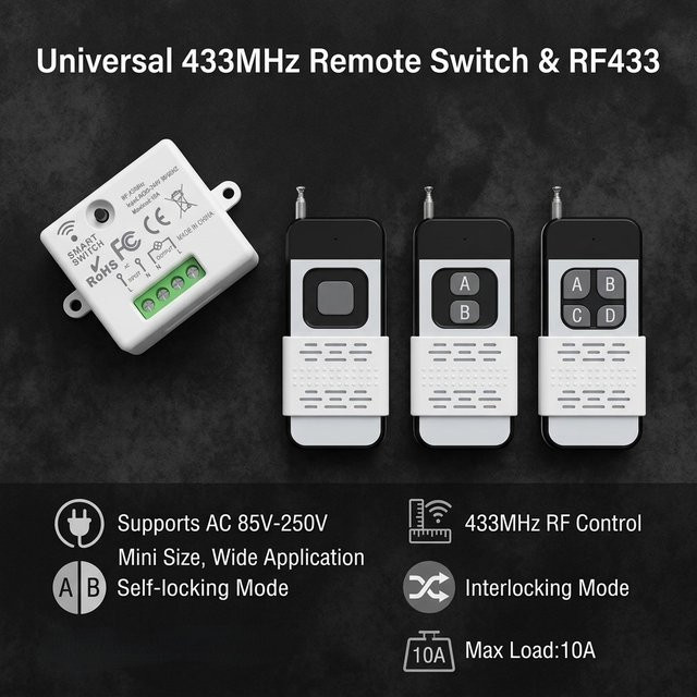 Scimagic-RC 1-Kanal Funkfernbedienungsschalter 433MHz RF-Empfänger-Controller Mini-Relaismodul in Weiß - Bild 1