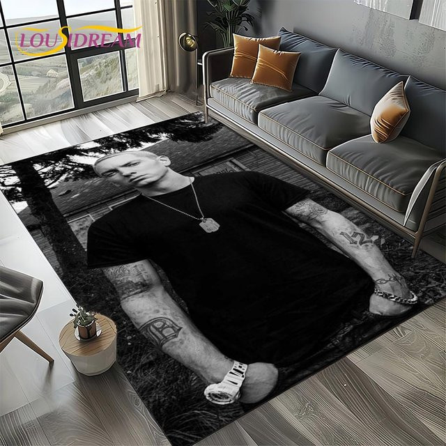 HGHT Hip-Hop Rap Teppich Eminem Tupac Design, Schwarz, B/B: 40 x 60 cm - Bild 1