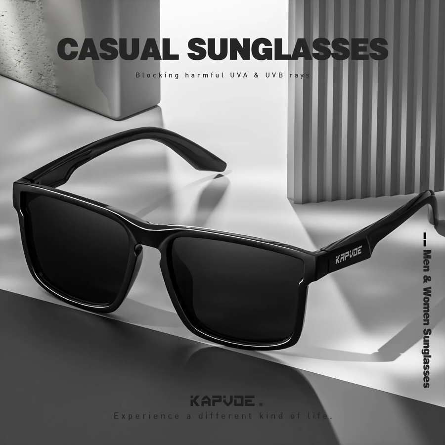 Kapvoe Sportsonnenbrille, Vollrand, Kunststoff, Schwarz, Unisex, polarisiert - Bild 3
