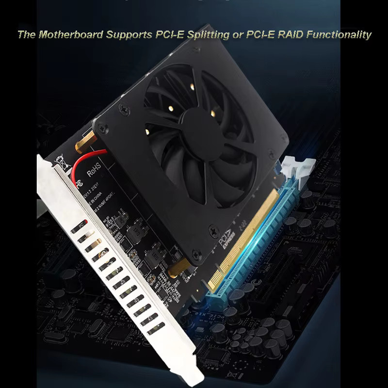 T.F.SKYWINDINTL M.2 zu PCI-E NVMe Erweiterungskarte für 4 NVMe SSDs, PCIe x16 RAID Adapterkarte, Schwarz, unterstützt 2230 2242 2260 2280 Formfaktoren - Bild 3