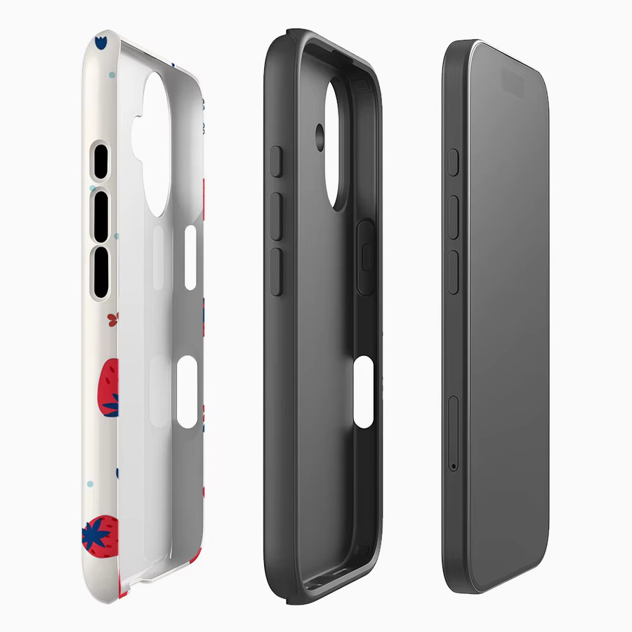 Handyhülle Erdbeeren und Creme für Apple iPhone 17 16 15 14 13 12 Pro Max Plus mit doppelschichtiger Rückseite in Multicolour - Bild 2