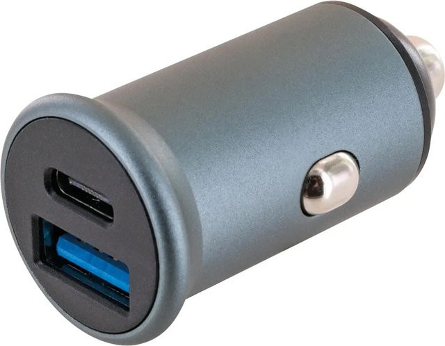 Schwaiger Ladeadapter 12/24V mit USB-A und USB-C in Grau - Bild 1