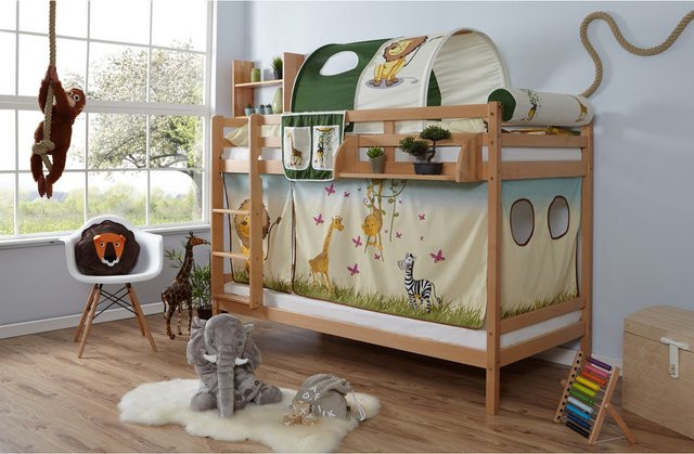 TiCAA Etagenbett Rene aus Massivholz Buche Natur - Bild 1