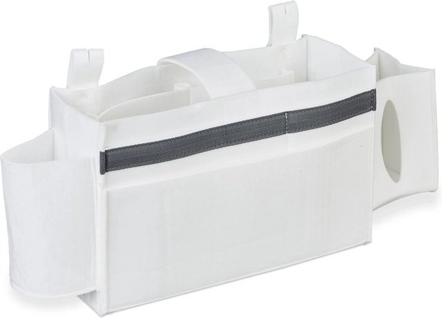 Relaxdays Betttasche aus Filz für das Hochbett in Weiß mit 8 Fächern, B: 43 cm, H: 23 cm, T: 11 cm - Bild 1