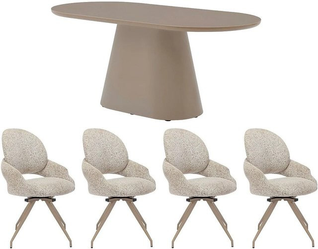 Vente-unique Essgruppe Valiana in Taupe, Creme und Beige mit Tisch und Stühlen, Breite: 180 cm - Bild 1