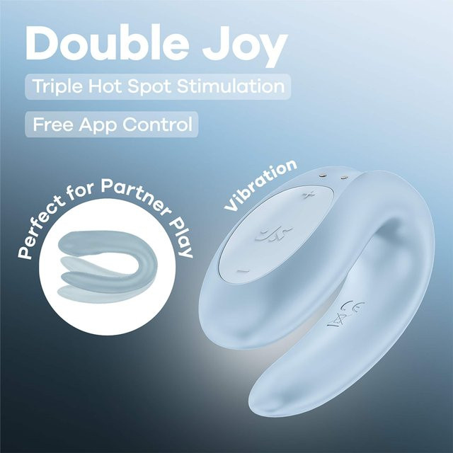 Satisfyer Double Joy Connect App Vibrator in Blau, Höhe: 9 cm - Bild 1