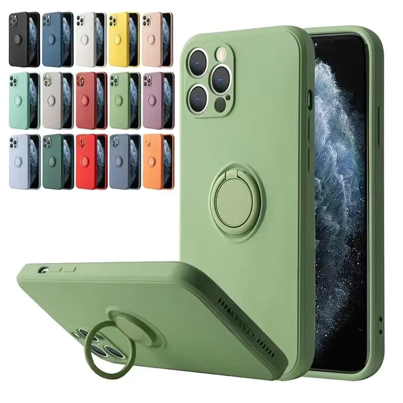 Silikon Handyhülle Candy Soft für Apple iPhone mit Ringhalter und magnetischem Schutz in Grün - Bild 3