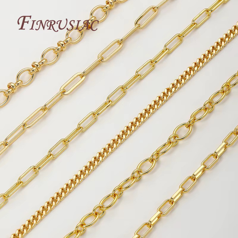 FINRUSIAC Halskette und Armband, 18 Karat vergoldetes Messing, 1 Meter, Damen - Bild 1