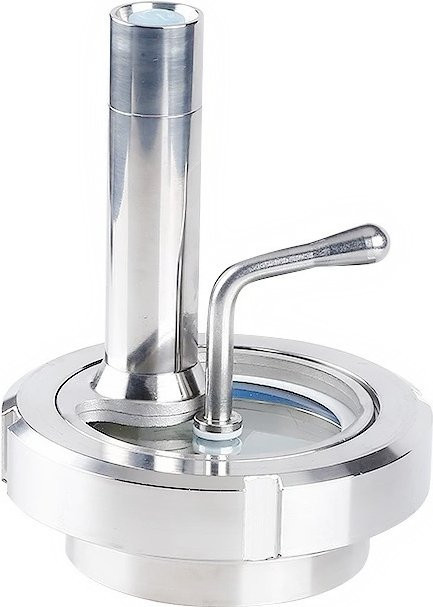 YOHOYAMA DN100 Sanitär-Schauglas aus Edelstahl mit Scheibenwischer und Taschenlampe für die Destillation, rund, Silber - Bild 1