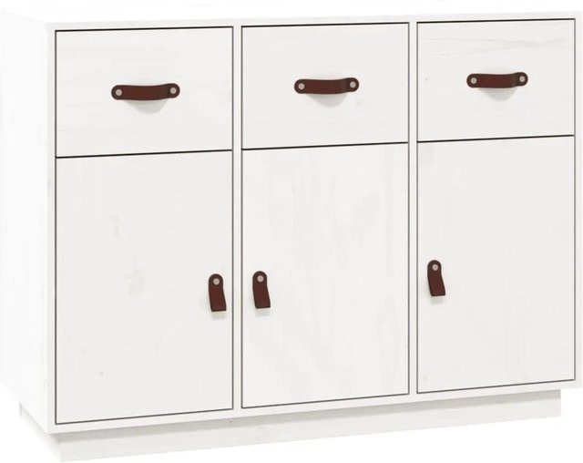 vidaXL Sideboard aus Massivholz Kiefer in Weiß mit rustikaler Optik, B/T/H: 100 x 40 x 75 cm - Bild 1