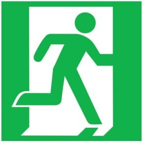 SafetyMarking Fluchtwegschild Folie Notausgang rechts lang nachleuchtend, Farbe: Grün, B: 15 cm, H: 15 cm - Bild 1