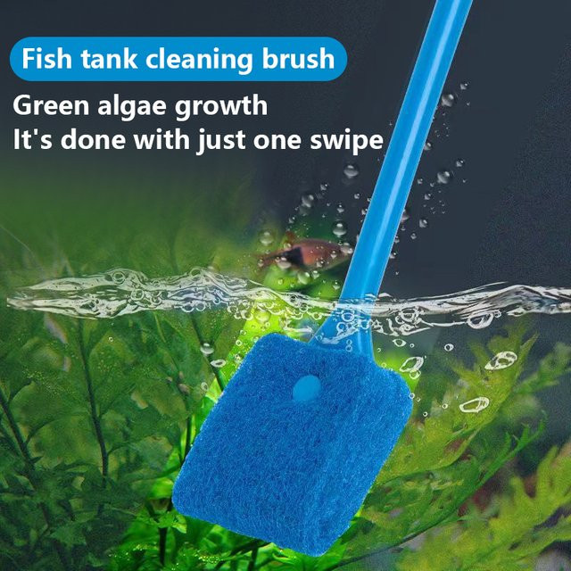Findixpet Schwimmende Aquarium-Glasreinigungsbürste mit Algen-Schaber in Blau - Bild 1