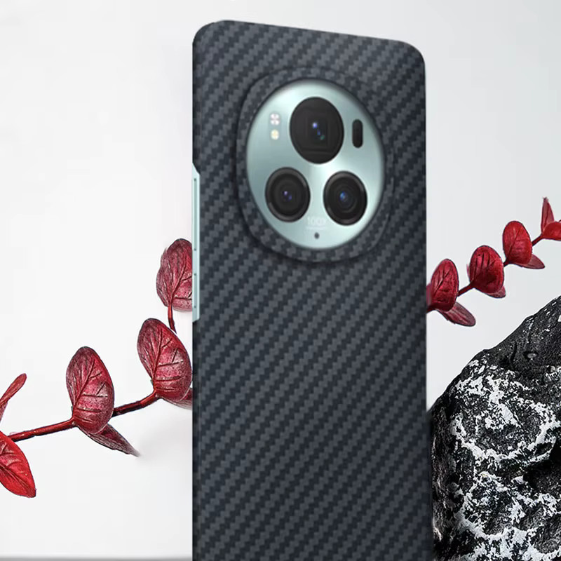 Schutzhülle aus echter Carbon Aramid Faser für Huawei Honor Magic 6 Pro in Schwarz - Bild 4