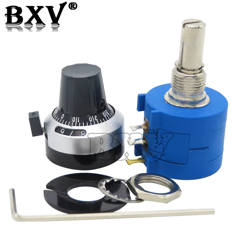 BXV Präzisions-Multiturn-Potentiometer Set 3590S mit 10 Ringen und Drehzähler-Zifferblatt sowie 6,35mm Knopf - Bild 2