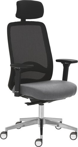 Mayer Sitzmöbel Drehstuhl mit Kopfstütze und Armlehnen, grau, B: 70 cm, H: 138 cm, T: 70 cm - Bild 1