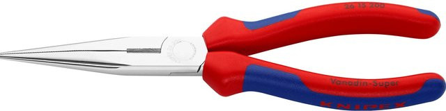 Knipex Flachrundzange aus Chrom-Vanadium-Stahl mit Schneide, verchromt, rot, Länge: 200 mm - Bild 1