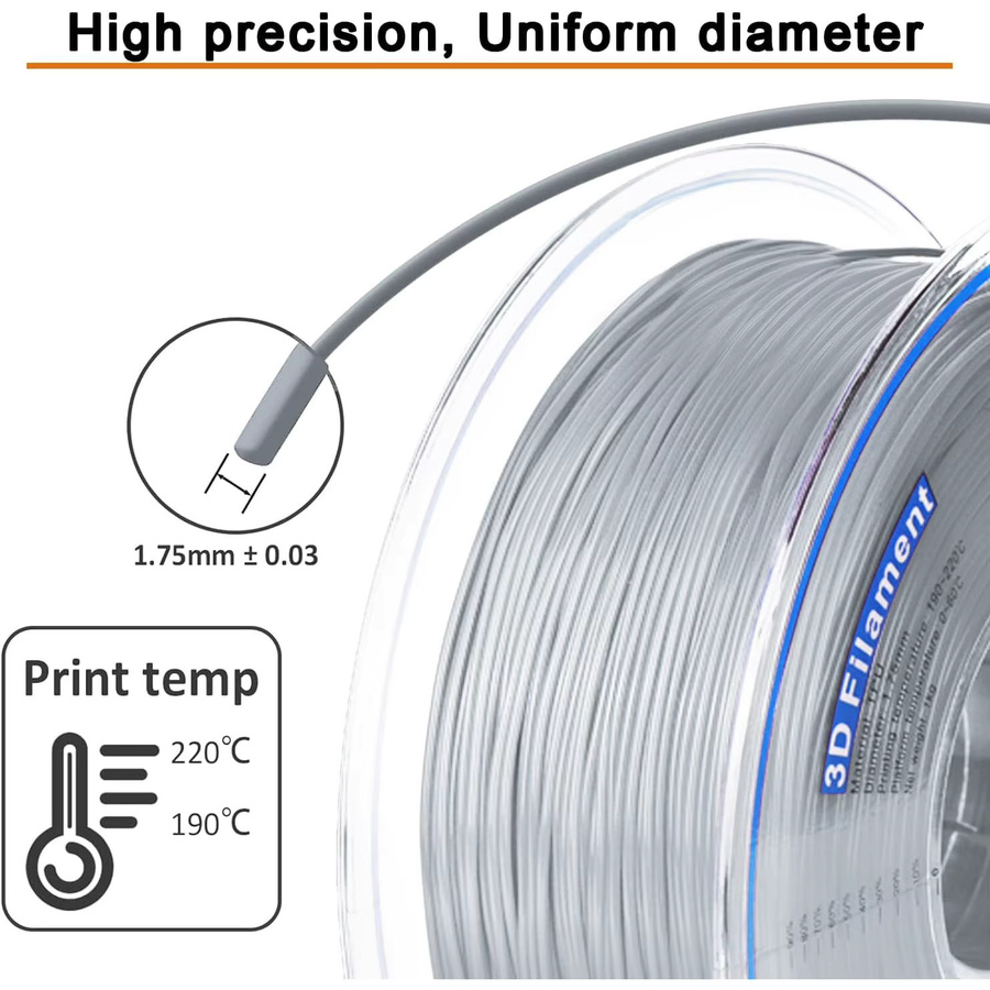 MANLANG TPU Flexibles Filament Grau 1,75mm 250g für FDM 3D-Drucker - Bild 2