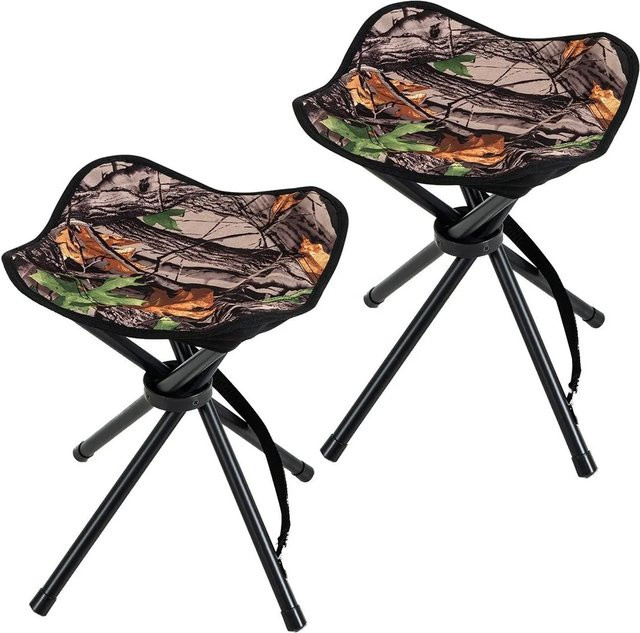 Costway 2er Set Camping Klapphocker Dreibeinhocker mit Schultergurt in Camouflage und Multicolour, B/T/H: 32 x 32 x 40 cm - Bild 1