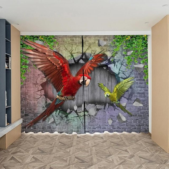 Yiran Furniture Verdunkelungsvorhang Löwe Nordisches Design, Mehrfarbig, B: 55 cm, H: 120 cm - Bild 1