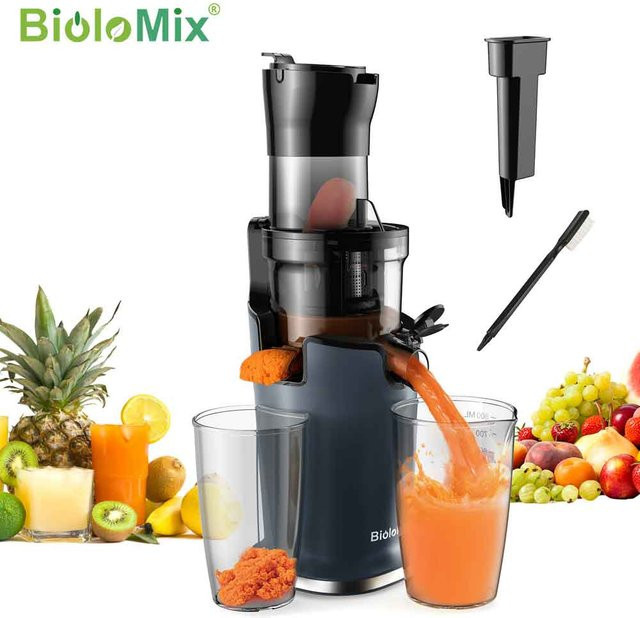 BioloMix Slow Juicer Kaltpress-Entsafter in Schwarz mit 200 W Leistung und 78 mm breitem Einfüllschacht - Bild 1