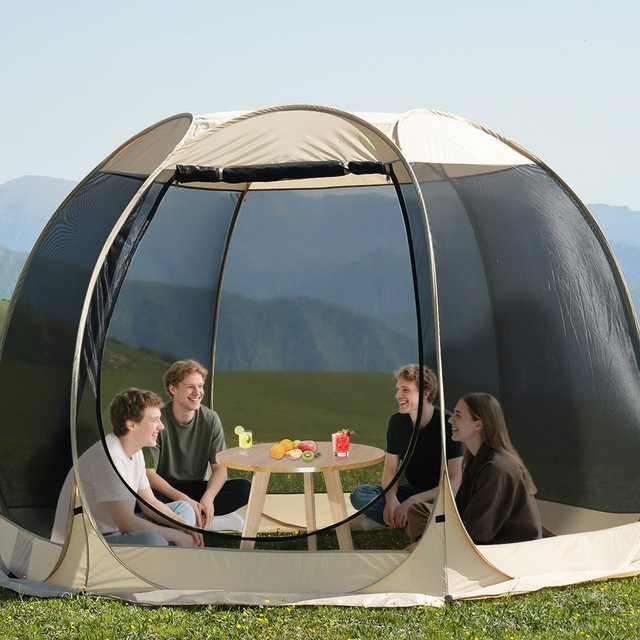 Pakicetus Pop-up-Siebzelt in Beige für 2-4-6 Personen als Moskitonetz und Sonnenschutz für Garten und Außenbereich - Bild 1