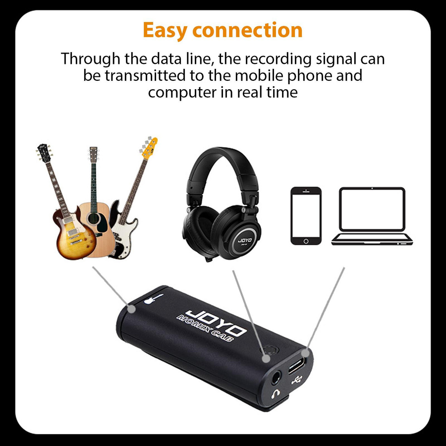 JOYO Gitarren-Audio-Interface Mini-Aufnahme-Soundkarte mit USB-C in Schwarz, B/T/H: 6,4 x 2,9 x 2 cm - Bild 8