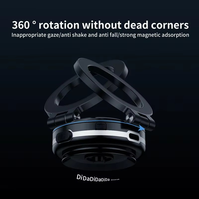 Kebidumei Magnetischer Autotelefonhalter mit Vakuum-Saugnapf und 360-Grad-Drehung, Klappbarer Drehständer in Silber - Bild 5