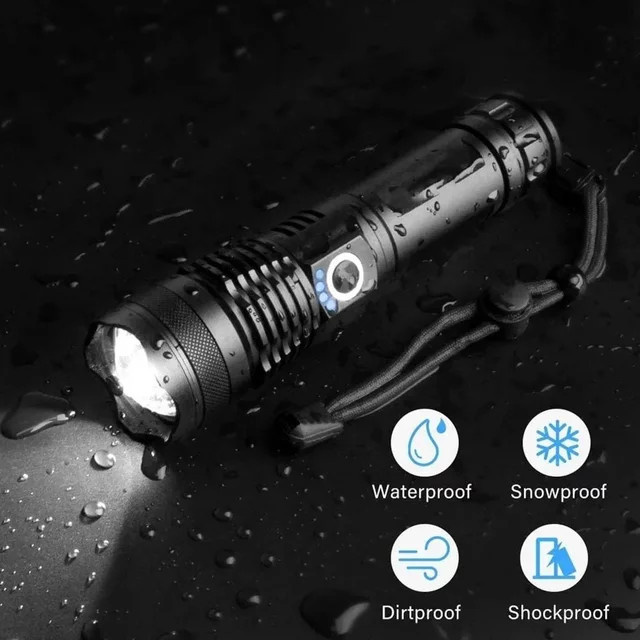 ESMARTER Hochleistungs LED Taschenlampe mit 4 XHP50 Kernen, wiederaufladbar via Typ C, Zoom-Handlaterne mit 18650 Akku für Camping, Outdoor und Notfall - Bild 1