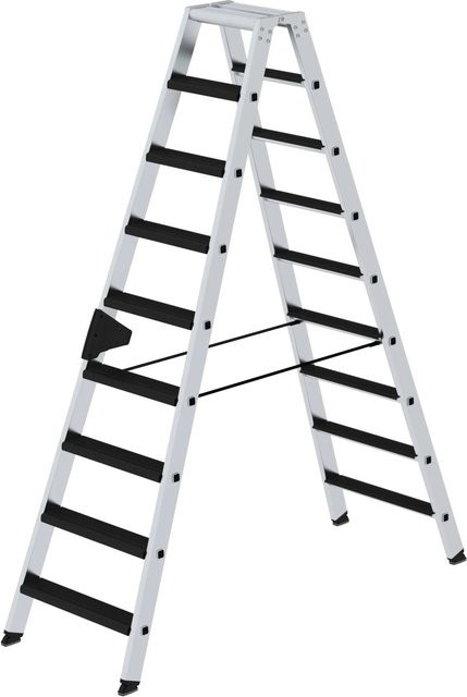 PROREGAL Stufen-Stehleiter Clip-Step Relax beidseitig begehbar, 2 x 9 Stufen, Silber - Bild 1