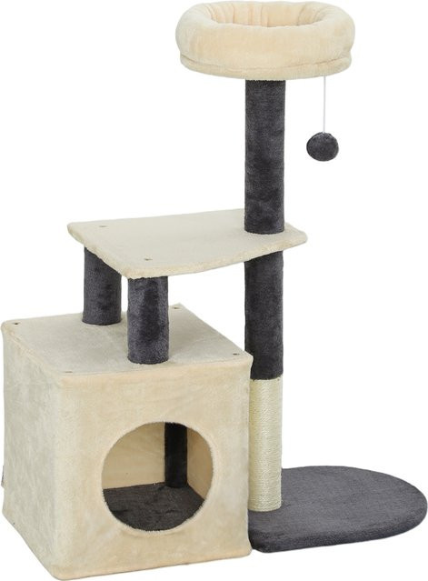 PawHut Kratzbaum für Katzen in Cremeweiß mit Katzenhaus, Körbchen, Sisalstangen und Spielzeug, Höhe: 92 cm - Bild 1