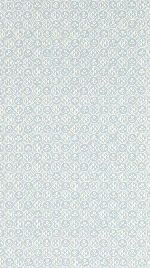 Zoffany Tapete Diamonds & Flowers Shetland in Blau mit floralem Design und botanischem Muster - Bild 1