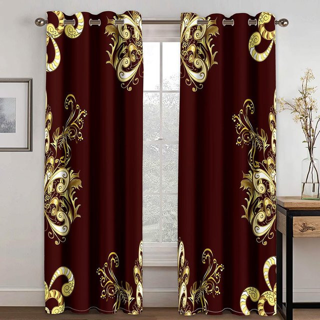 Yiran Furniture Barock-Boho Fenstervorhang aus Polyester, 2er-Set, halbtransparent, Breite: 50 cm, Höhe: 130 cm - Bild 1