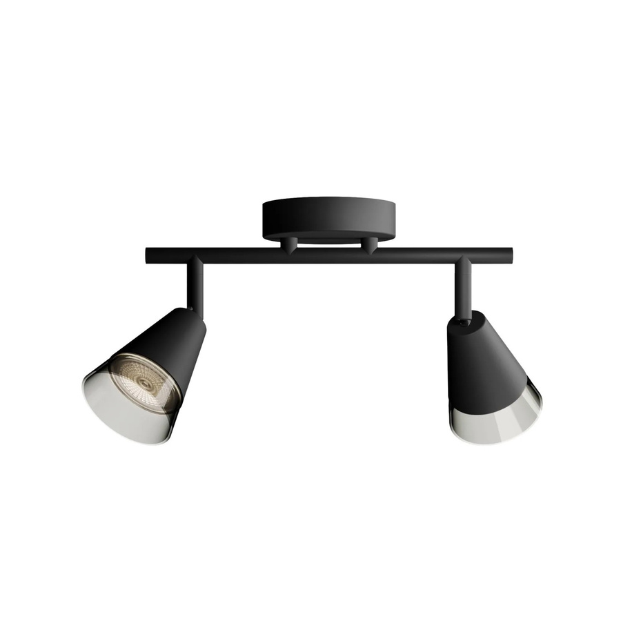 Philips Hue Spot Cleft 2-flammige Deckenleuchte Schwarz mit Glas und GU10 LED-Leuchtmitteln, verstellbar - Bild 2