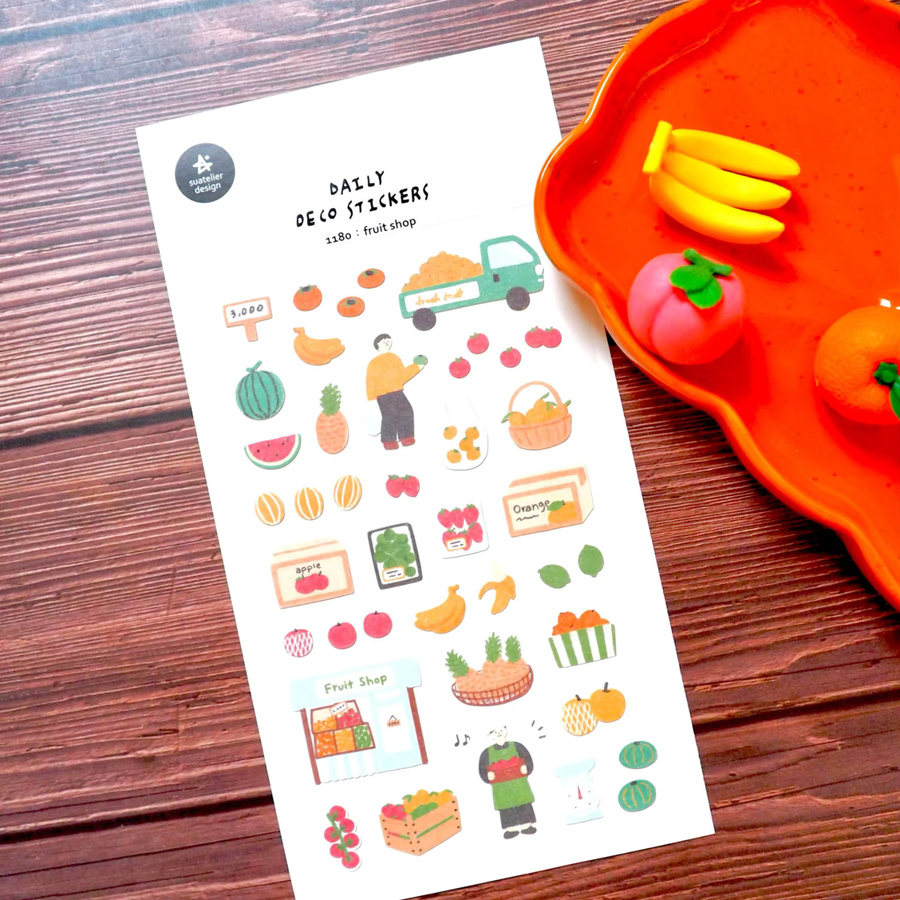 Suatelier Papieraufkleber mit Gemüse und Obst Motiv für Scrapbooking und DIY Journaling, Mehrfarbig - Bild 5