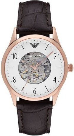 Emporio Armani Armbanduhr, Automatik, Edelstahl, Leder, Weiß, Herren - Bild 1